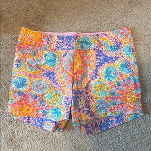 Lilly Pulitzer Yellow and Orange Callahan Shorts Vibrant Design